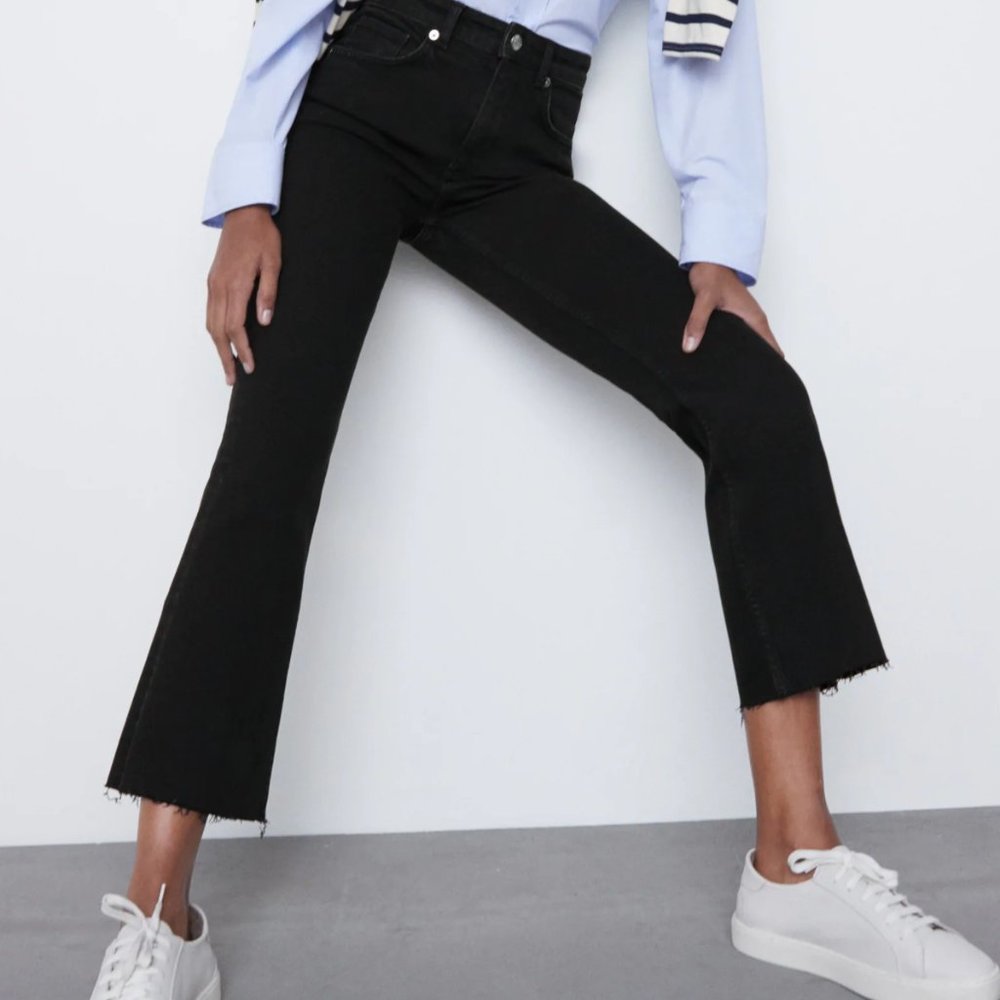 NWT Zara Ankle Cropped Flare Jeans